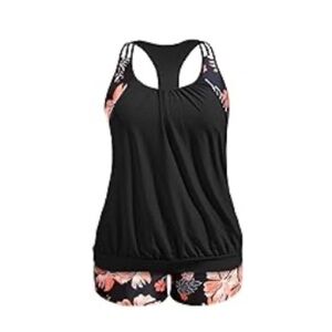Floral Black Tankini Set